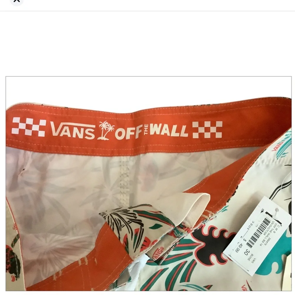 Van’s Off the Wall Hawaiian Print Board Shorts Size 30 Mens NWT